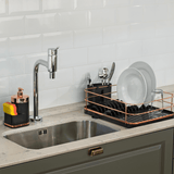 Dispenser Para Pia Eleganza Preto Com Rose Gold