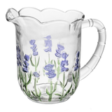 Jarra 1,5L cristal flores lavanda pintadas à mão ângulo lateral