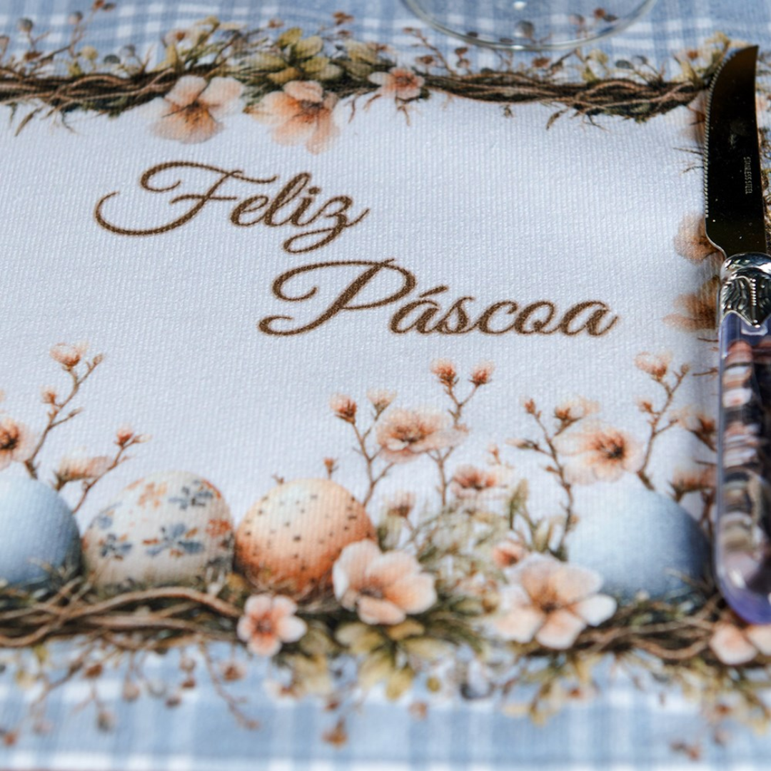 Detalhes Jogo Americano Xadrez Azul