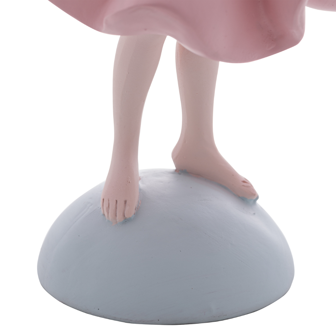 Base de sustentação azul e pés descalços da boneca de resina 22cm