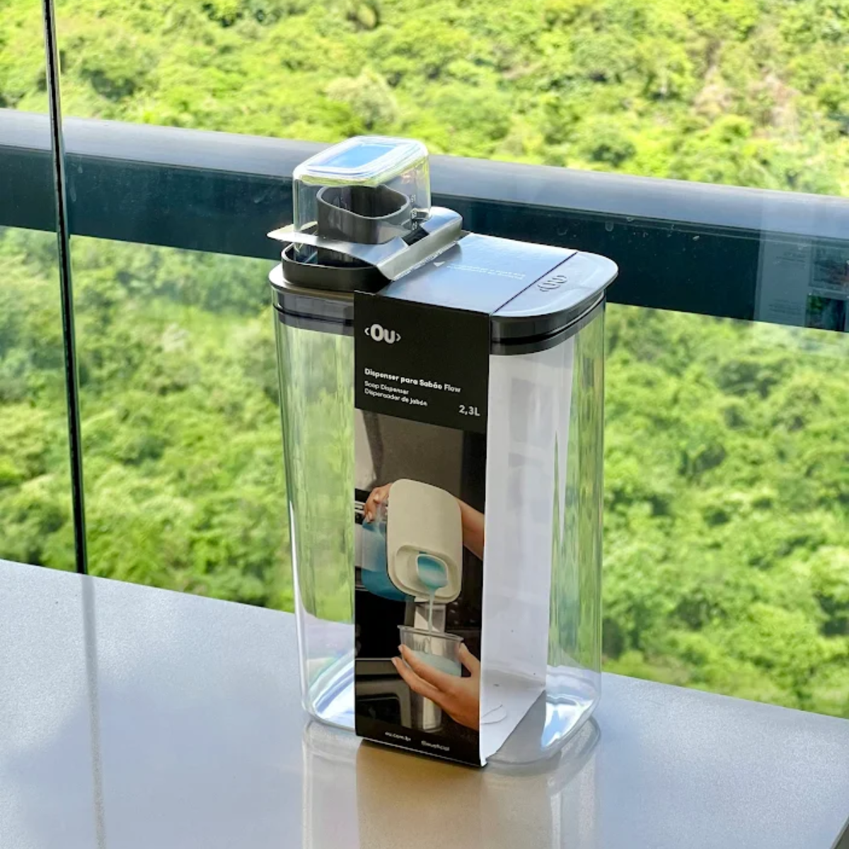 Pote Hermético Dispenser Flow Preto 2,3 Litros