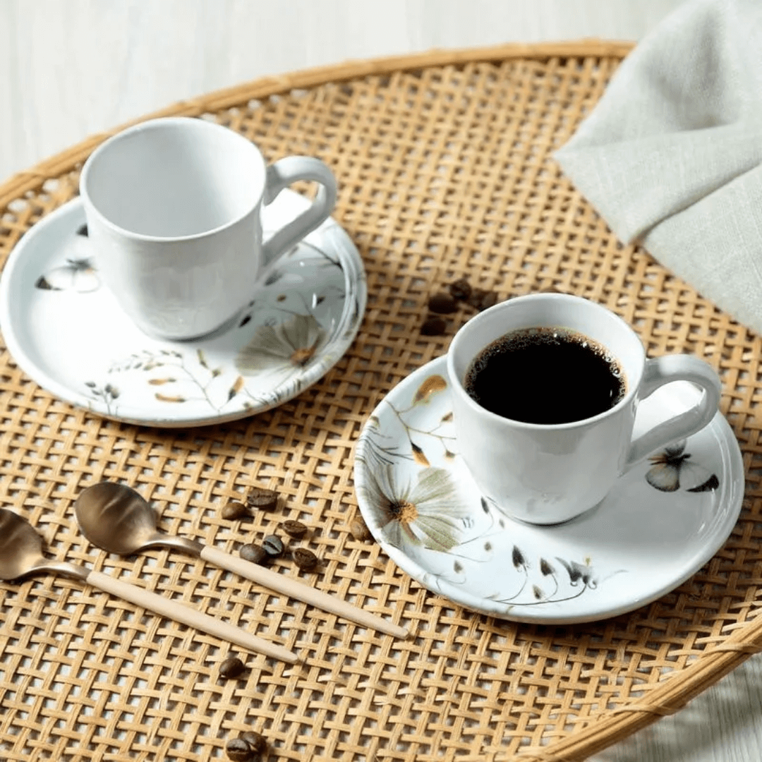 Jogo de 6 Xícaras de Café com Pìres Bio Encanto