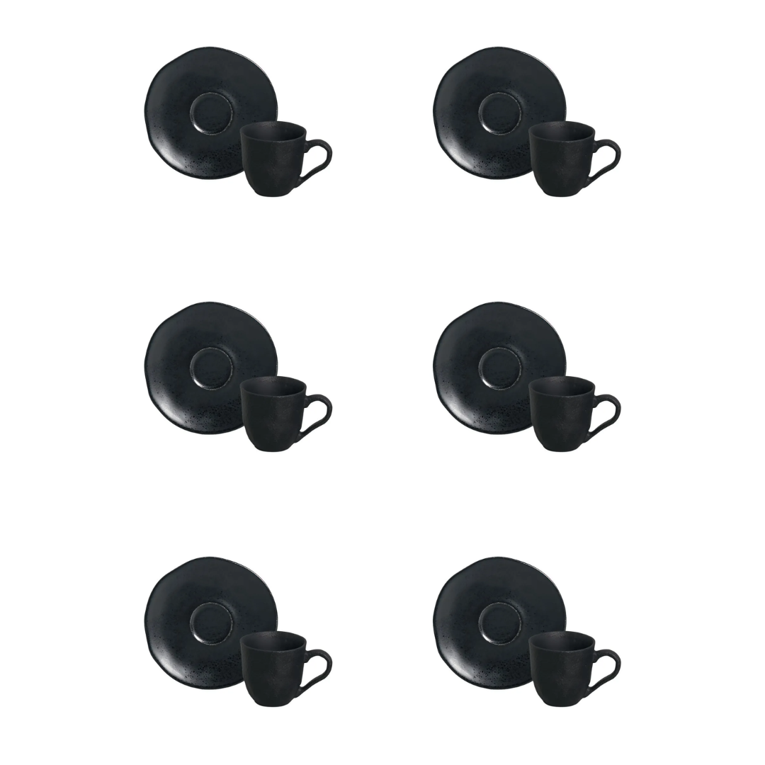 Jogo 6 Xicaras de Café com Pires Orgânico Eclipse 120ml