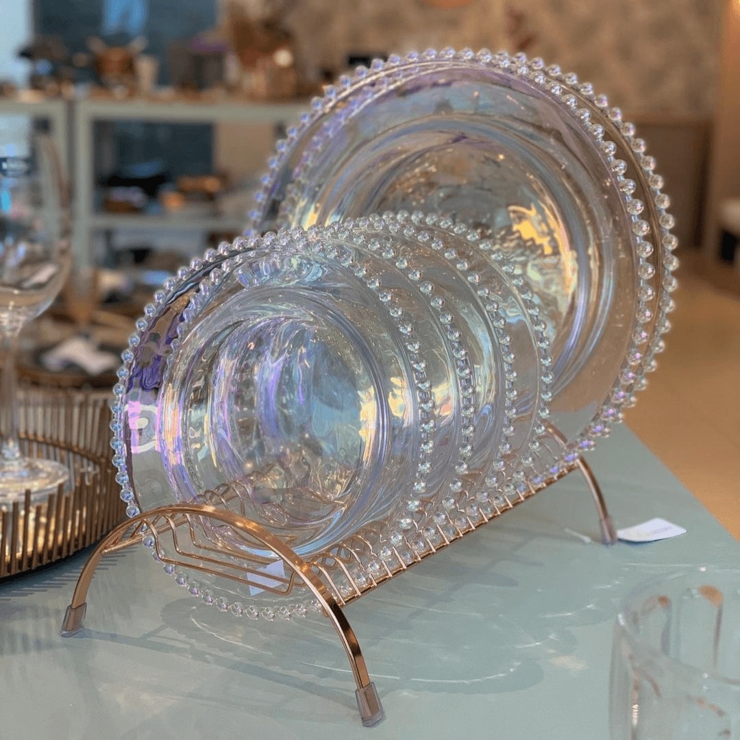 Organizador De Pratos Para Armário e Pia 18 Peças Rose Gold
