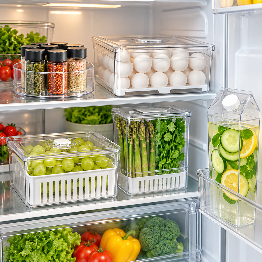 Kit Organização Total para Geladeira – 4 Peças