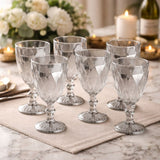 Jogo 6 Taças Para Água De Vidro Cinza Fumê Metalizado Diamond - 325 ml