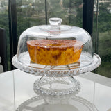 Prato para Bolo Boleira Cristal de Chumbo com Pé e Tampa Pearl 31cm