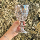 Jogo 6 Taças Para Água De Vidro Cinza Fumê Metalizado Diamond - 325 ml