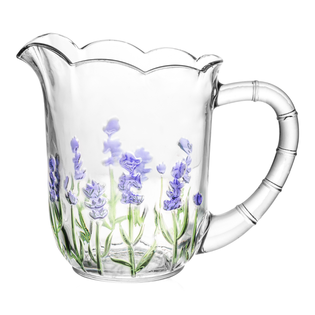 Jarra hand painting lavanda vista frontal com detalhes florais