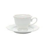 Jogo 6 Xícaras de Café com Pires Maldivas Branco com Fio de Ouro