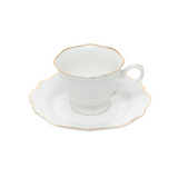 Jogo 6 Xícaras de Café com Pires Maldivas Branco com Fio de Ouro
