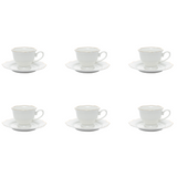 Jogo 6 Xícaras de Café com Pires Maldivas Branco com Fio de Ouro