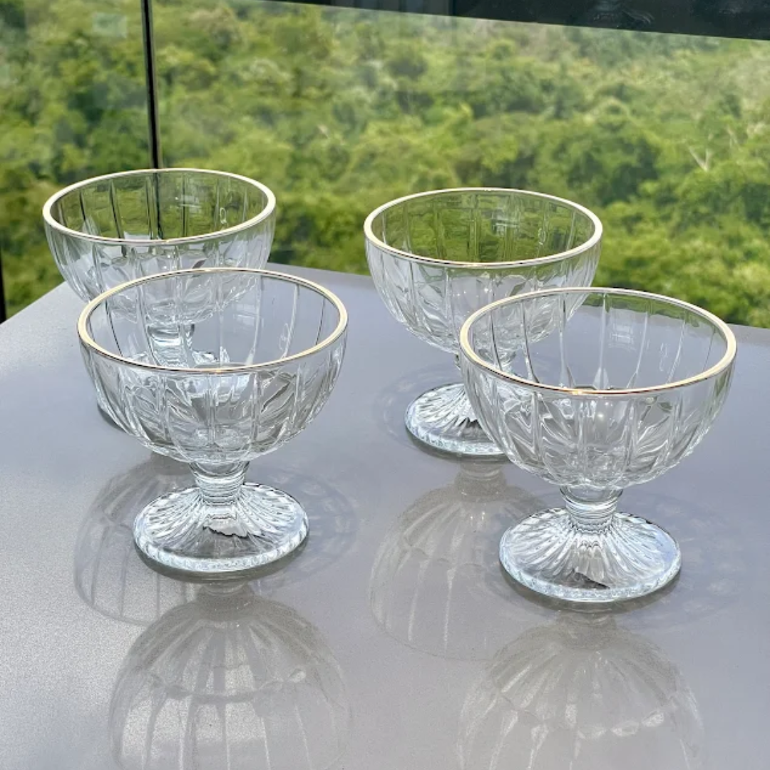 Jogo 4 Taças para Sobremesa Vidro Cristalle na bancada