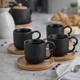 Jogo 4 Xicaras Oasis preto na bancada