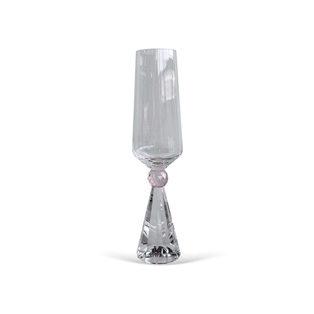 Jogo 6 Taças Base Cristal para Champanhe Rosa 305ml