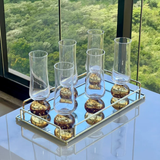 Jogo 6 Taças Champanhe Base Esfera Âmbar e Transparente 240ml
