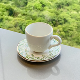 Jogo 6 Xicaras de Café com Pires Verde Arabesco 90ml