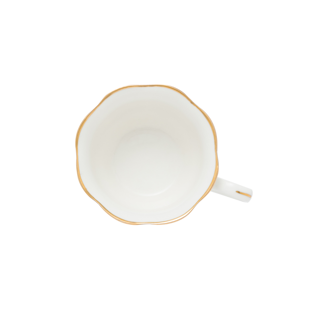 Jogo 6 Xícaras de Café com Pires Maldivas Branco com Fio de Ouro