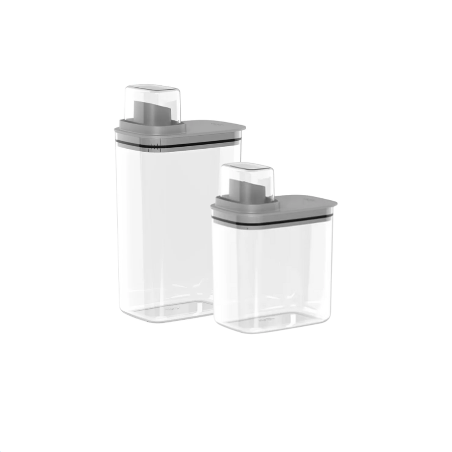 Kit 2 potes hermeticos Flow vazios em tamanhos diferentes fundo branco