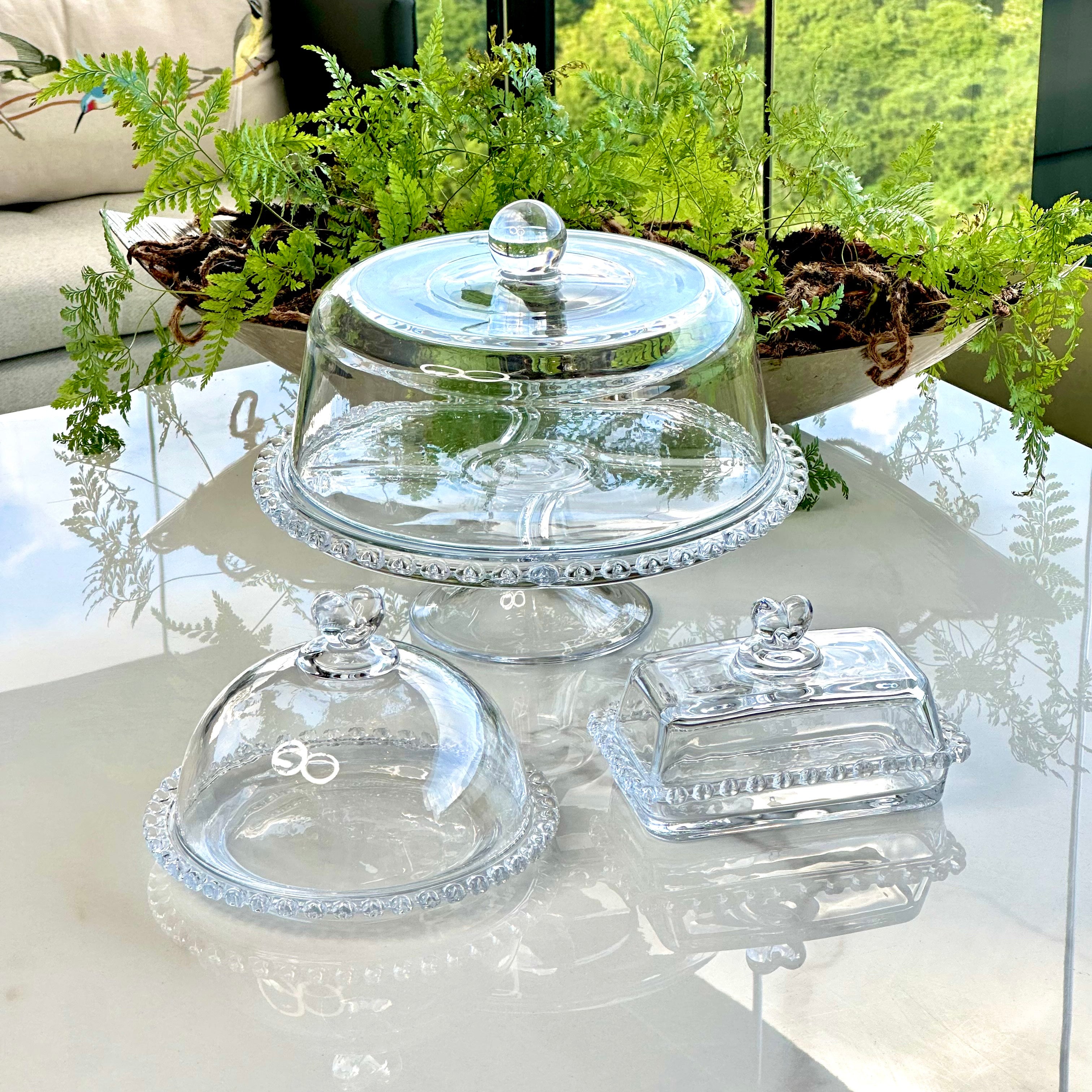 Kit Boleira + Queijeira + Manteigueira Coração 3 Peças