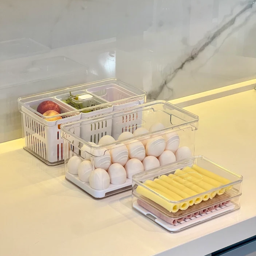 Organizador geladeira com compartimentos para frutas e vegetais