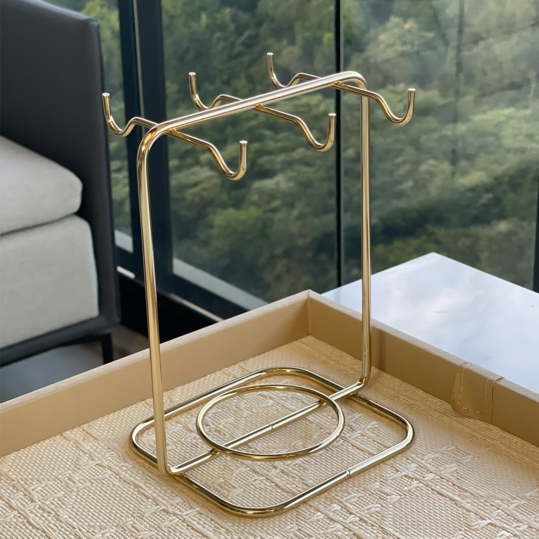 Suporte Porta Pires Maior e Xicara de Cha Dourado
