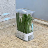 Pote para verduras organizador de geladeira com cesto para vazão de água