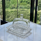Manteigueira Cristal de Chumbo Pearl Bolinha - 14cm na bancada
