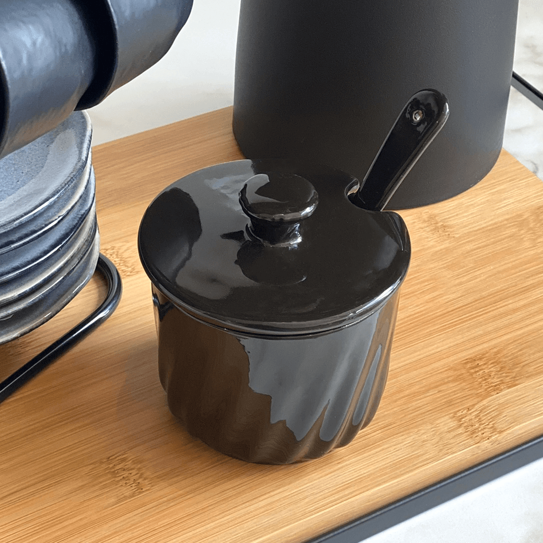 Açucareiro Twist com Colher Preto 250g
