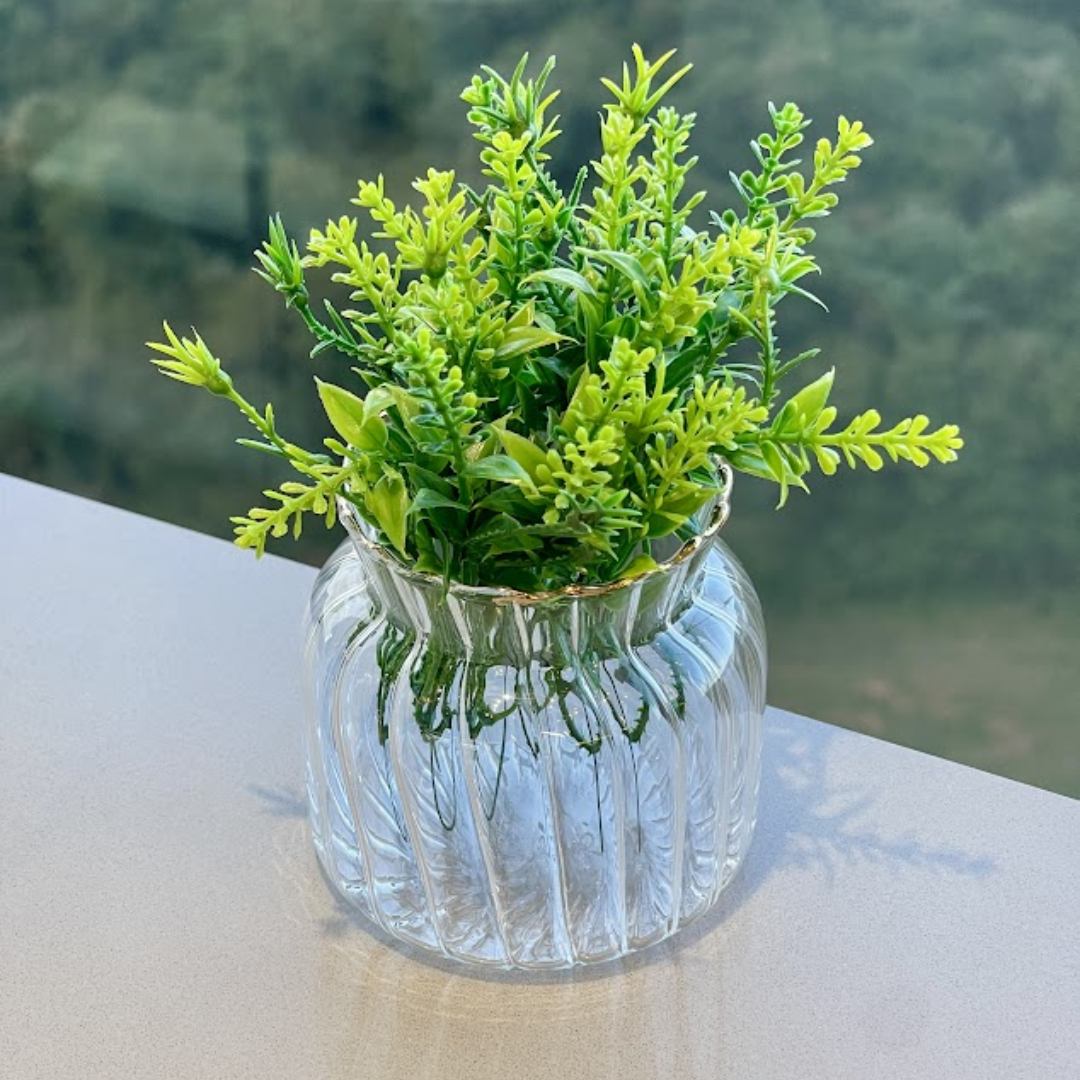 Mini Vaso com Borda Dourada P 8cm