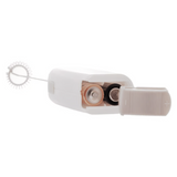 Mini Mixer Elétrico para Bebidas em Aço Inox e Plástico Branco