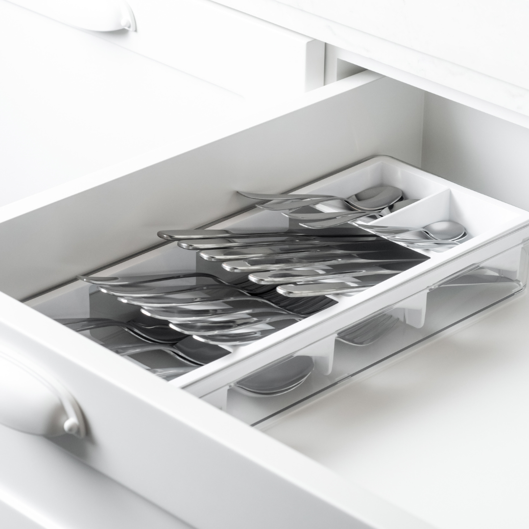 Organizador de Talheres Gaveta Clear Branco 37,5cm