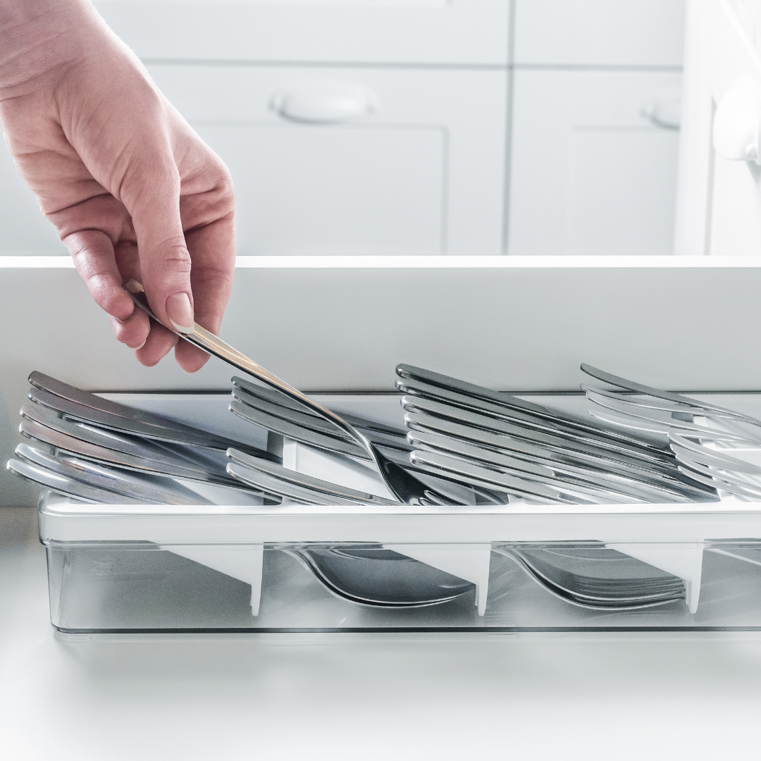Organizador de Talheres Gaveta Clear Branco 37,5cm