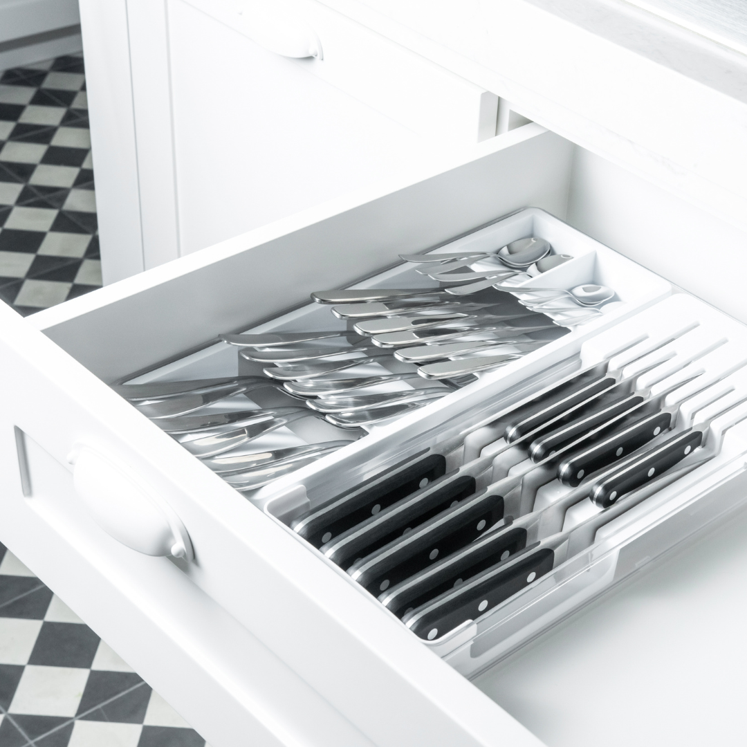 Organizador de Talheres Gaveta Clear Branco 37,5cm