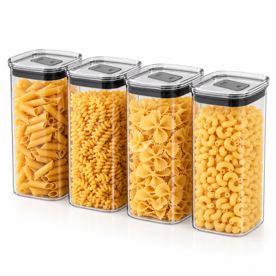 Kit 4 Potes Herméticos Quadrado Duo Lock 1,5L