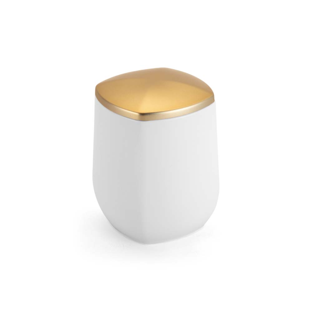Porta Cotonete e Algodão Branco e Dourado