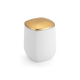 Porta Cotonete e Algodão Branco e Dourado