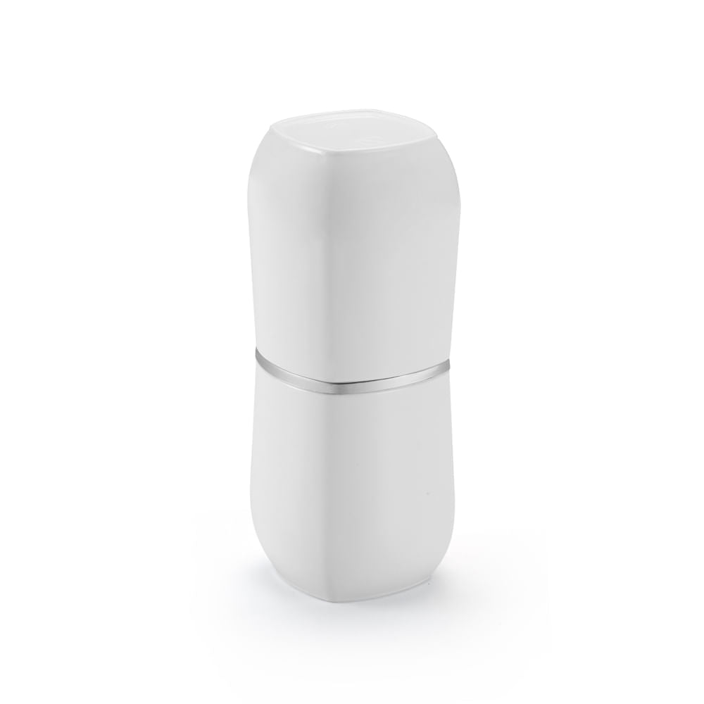 Porta Escova e Creme Dental Branco com Cromado Linha Conceito