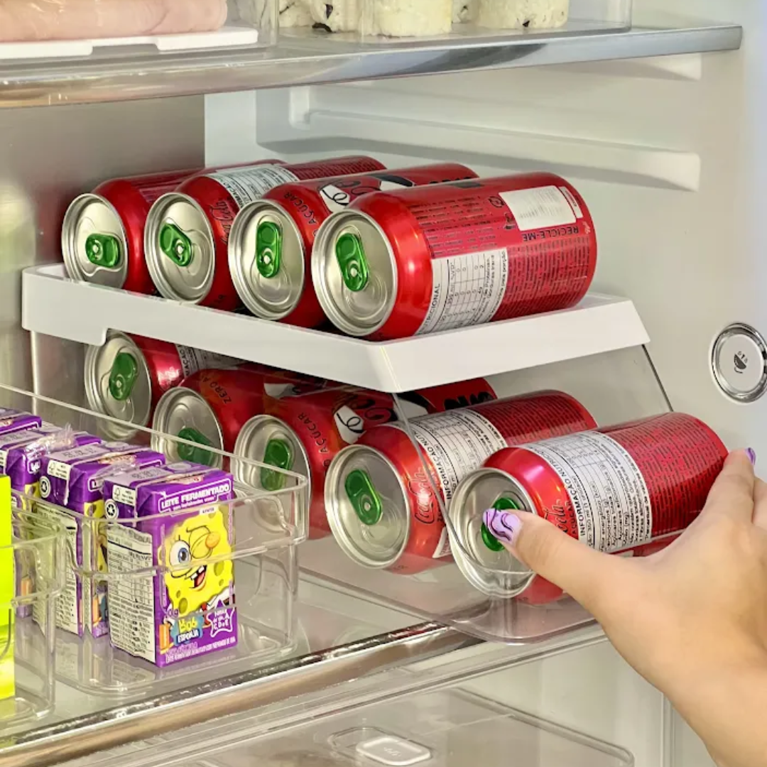 Porta Latas Branco Clear fresh na geladeira