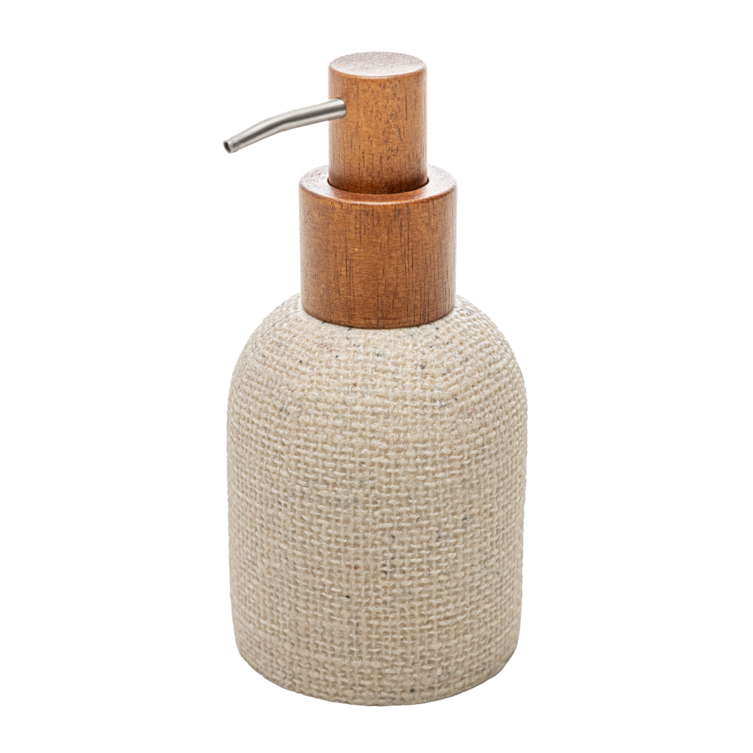 Porta Sabonete Líquido em Poliresina Linen Bege 250ml