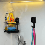Suporte Para Detergente e Esponja com Fixação por Ventosa Preto Fosco