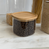 Pote Hermético de Vidro com Tampa Empilhável de Bambu 800ml