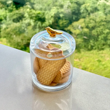 Pote com Tampa de Cristal Ecológico Golden Bird 14,5cm com bolacha