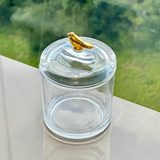 Pote com Tampa de Cristal Ecológico Golden Bird 14,5cm na bancada