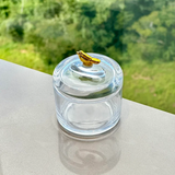 Pote com Tampa de Cristal Ecológico Golden Bird na bancada