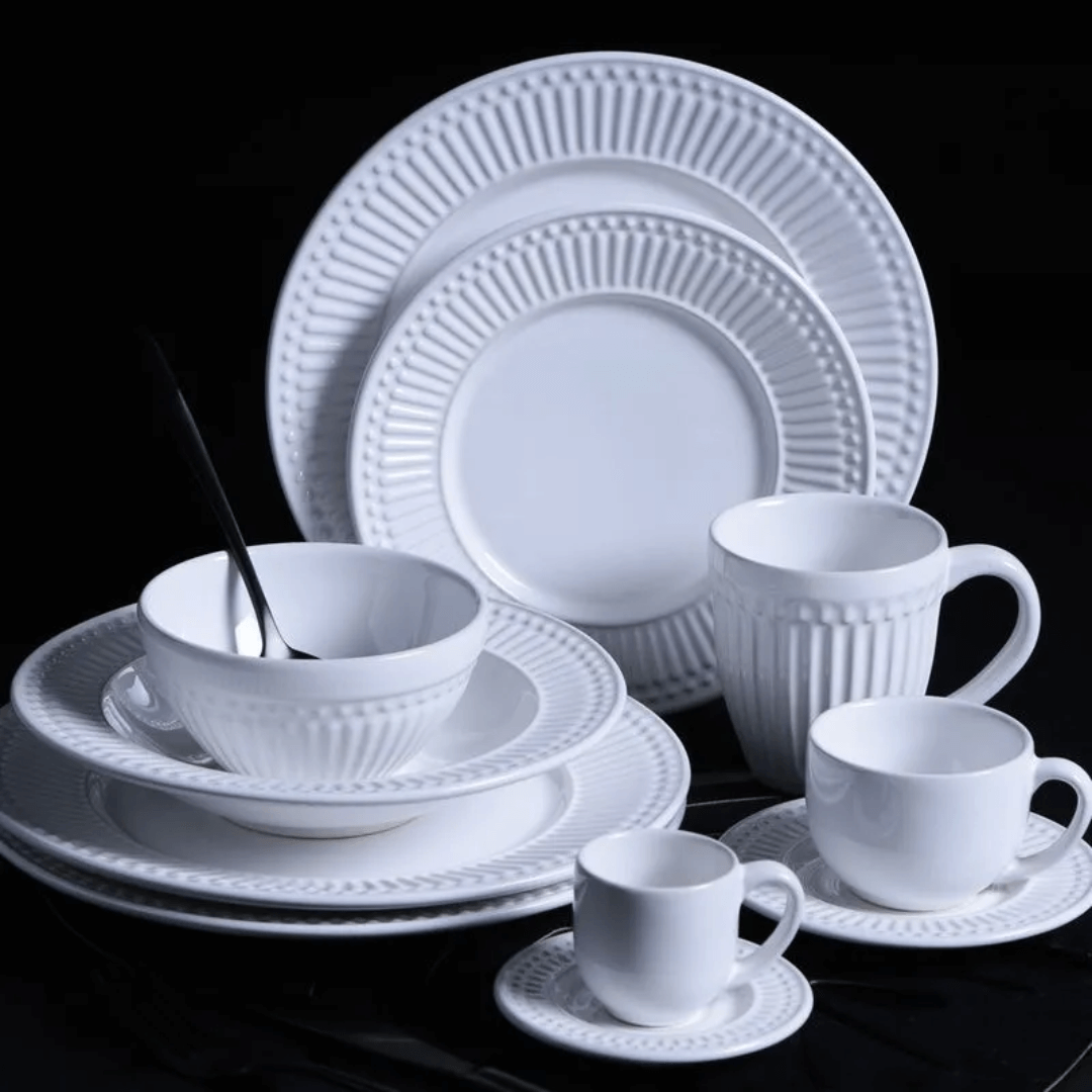 Prato de Sobremesa Cerâmica Roma Branco - 20,5 cm