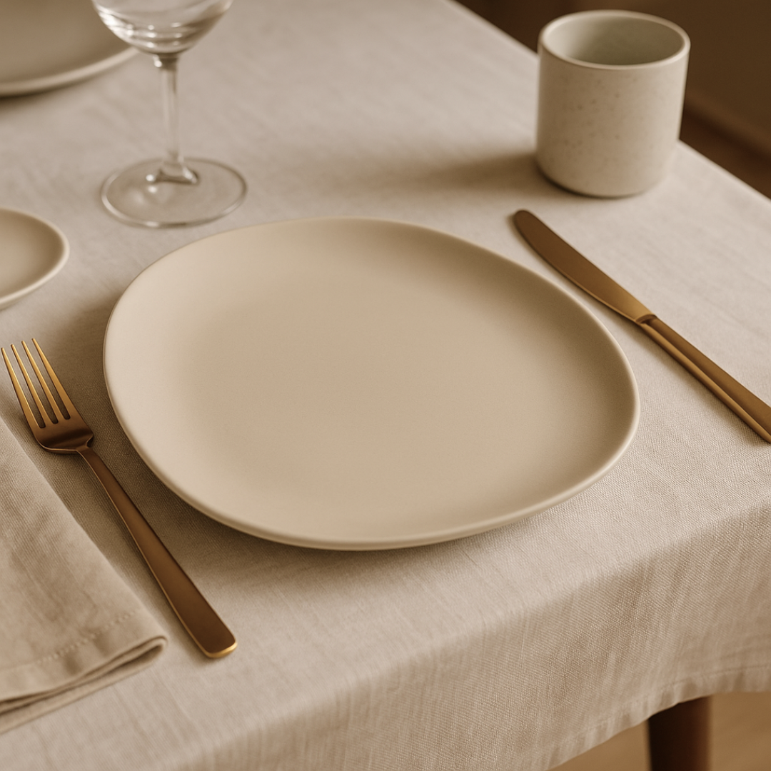 Prato Raso Oval Orgânico Stoneware Clay 31cm