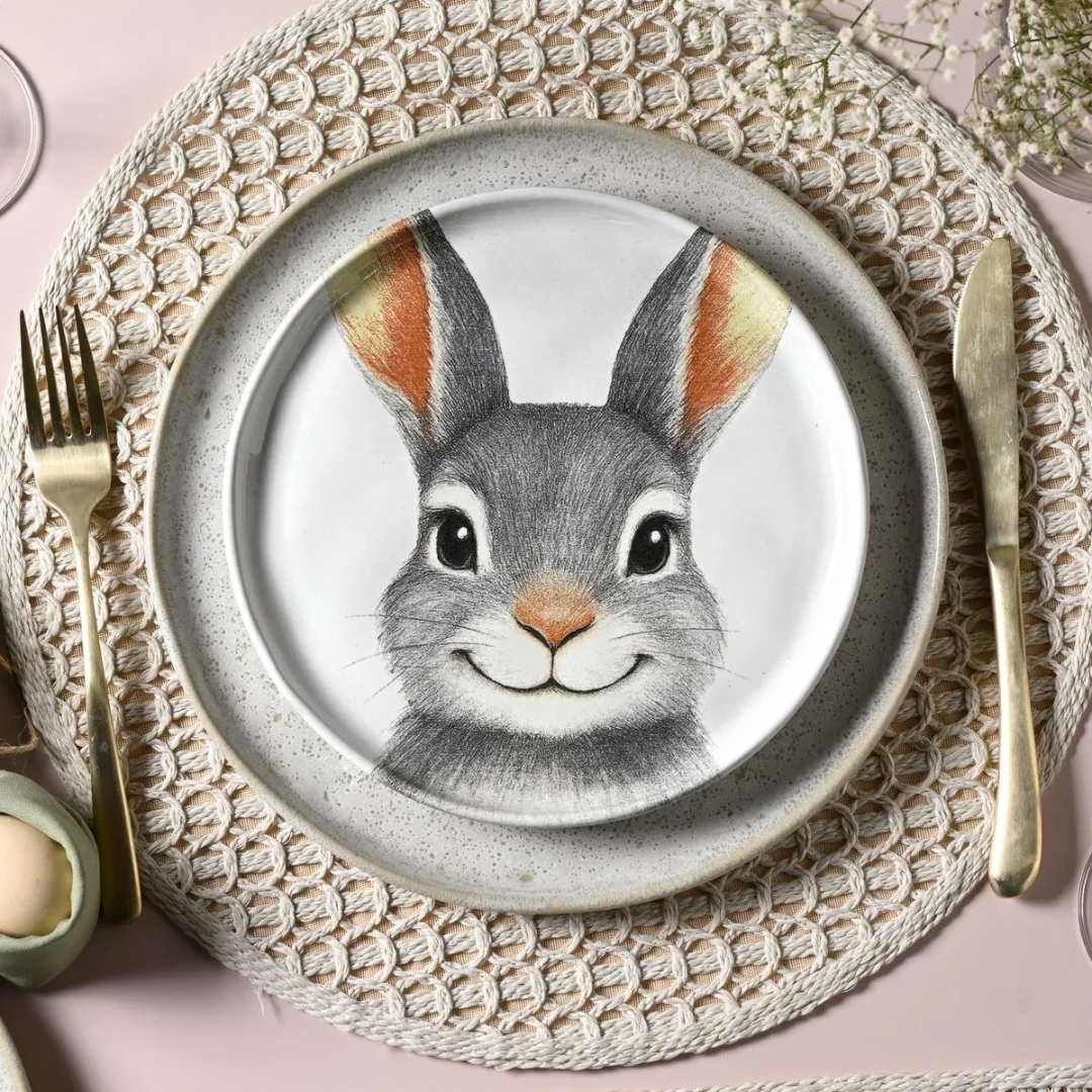 Prato de Páscoa Coelho Cinza