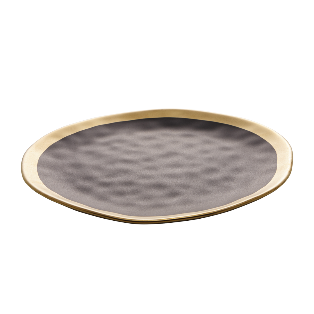 Prato de Sobremesa Dubai Preto e Dourado 21cm