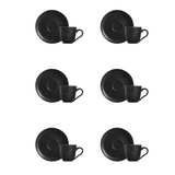 Jogo 6 Xícaras de Café com Pires Bio Preto Matte 120ml
